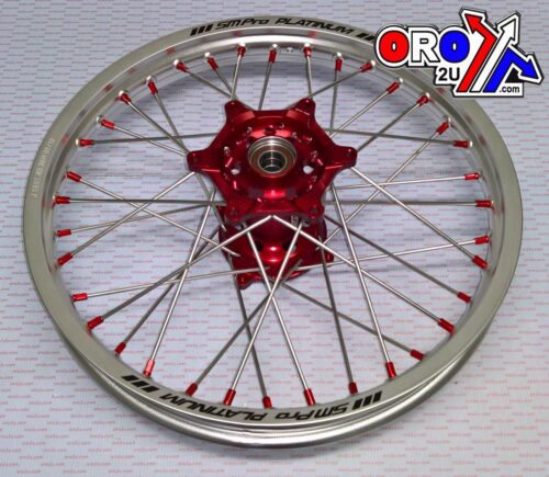 19×1.85 WHEEL HON SILVER/RED, MX-9011 SILVER RIM, RED HUB, SP01203825003 MATT RIM