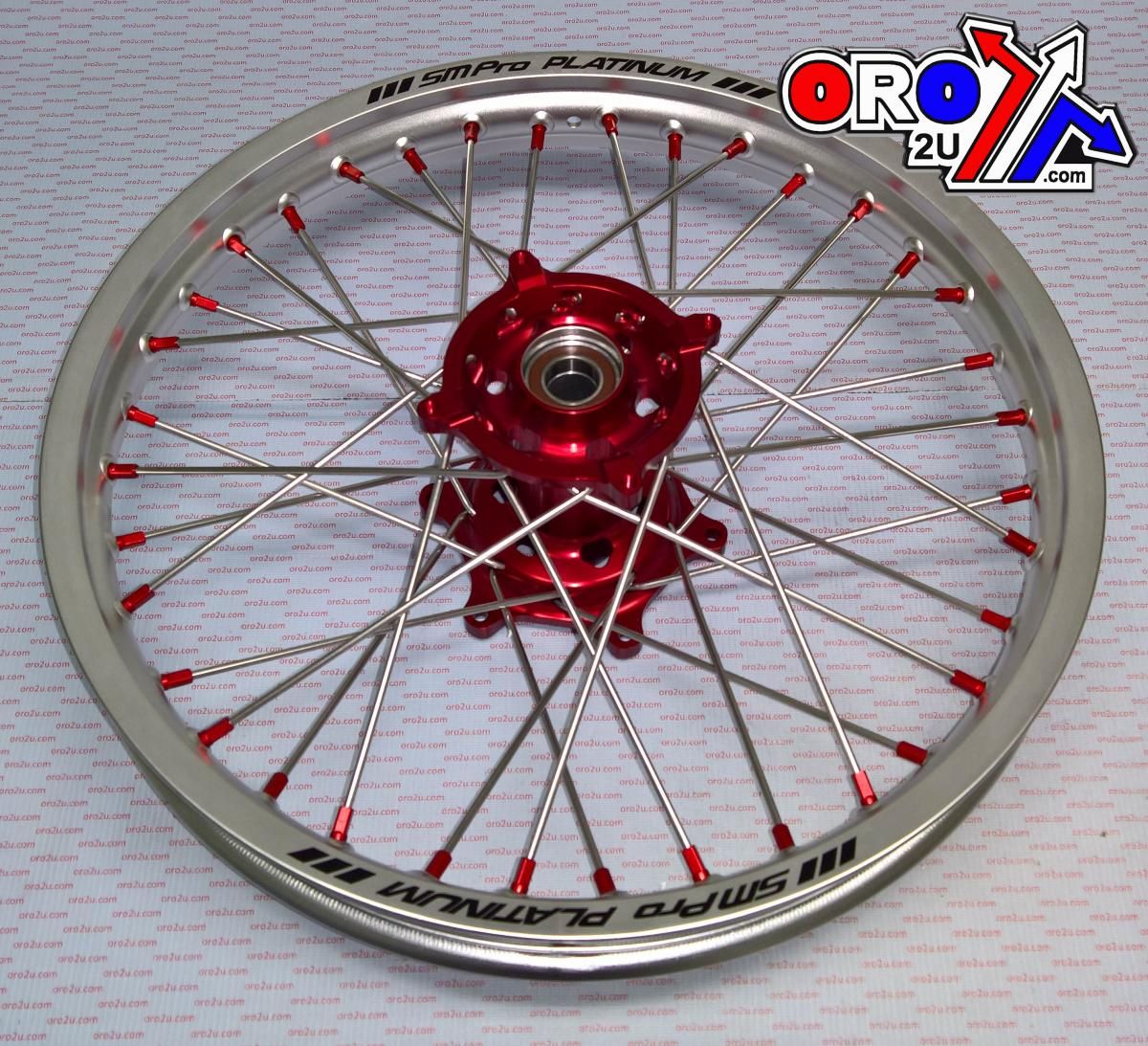 19x1.85 WHEEL HON SILVER/RED, MX-9111 SILVER RIM, RED HUB, SP04703825003 MATT RIM. - Image 2