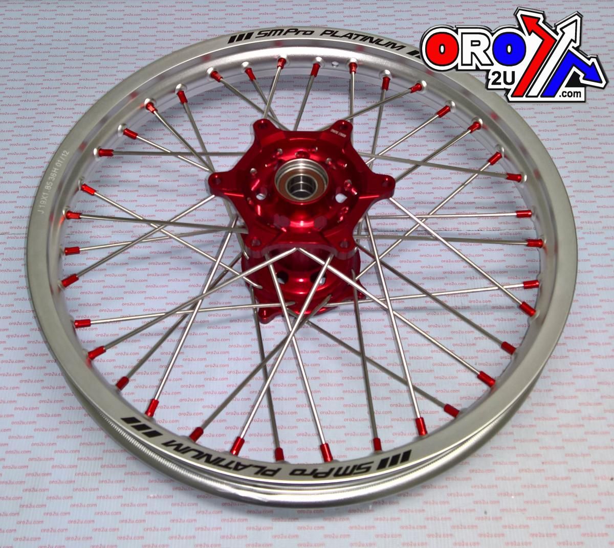 19x1.85 WHEEL HON SILVER/RED, MX-9111 SILVER RIM, RED HUB, SP04703825003 MATT RIM.
