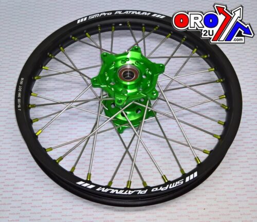 19×1.85 WHEEL KX/KXF BK/GN/GN, MX-2010 BLACK RIM, GREEN HUB, SP05305825105 GREEN NIPPLES