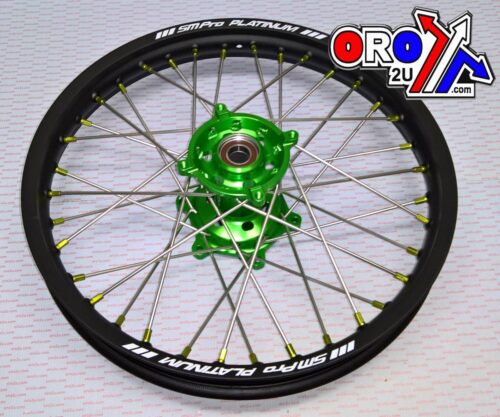 19×2.15 WHEEL KX/KXF BK/GN/GN, MX-2020 BLACK RIM, GREEN HUB, SP05305815105 GREEN NIPPLES
