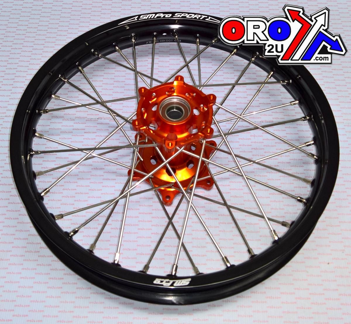19x1.85 WHEEL KTM BLK/ORANGE, MX-5011 RIM BLACK, HUB ORANGE, SP05206820199 GLOSS RIM - Image 2
