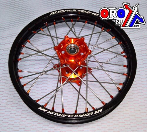 19×1.85 WHEEL KTM BLK/ORG/ORG, MX-5012 BLACK RIM, ORANGE HUB, SP05206820106 G/RIM O/NIPPLES
