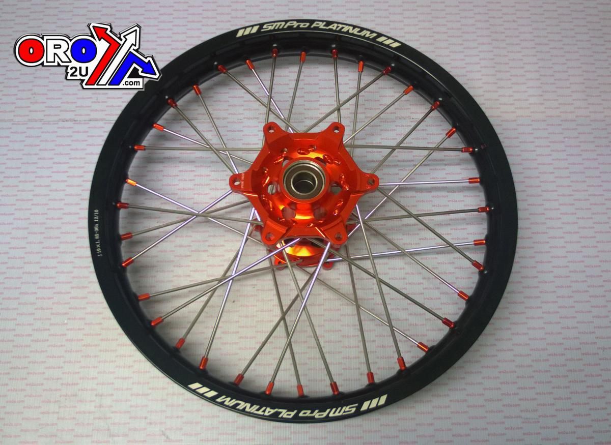 19x1.85 WHEEL KTM BLK/ORG/ORG, MX-5012 BLACK RIM, ORANGE HUB, SP05206820106 G/RIM O/NIPPLES - Image 3