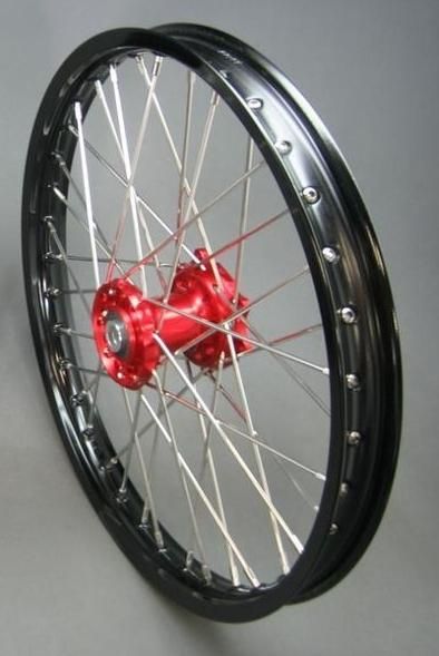 21×1.60 WHEEL HON BK/RD 02-14, BK RIM / RED HUB CROSS CENTRE, 53-1014132116012