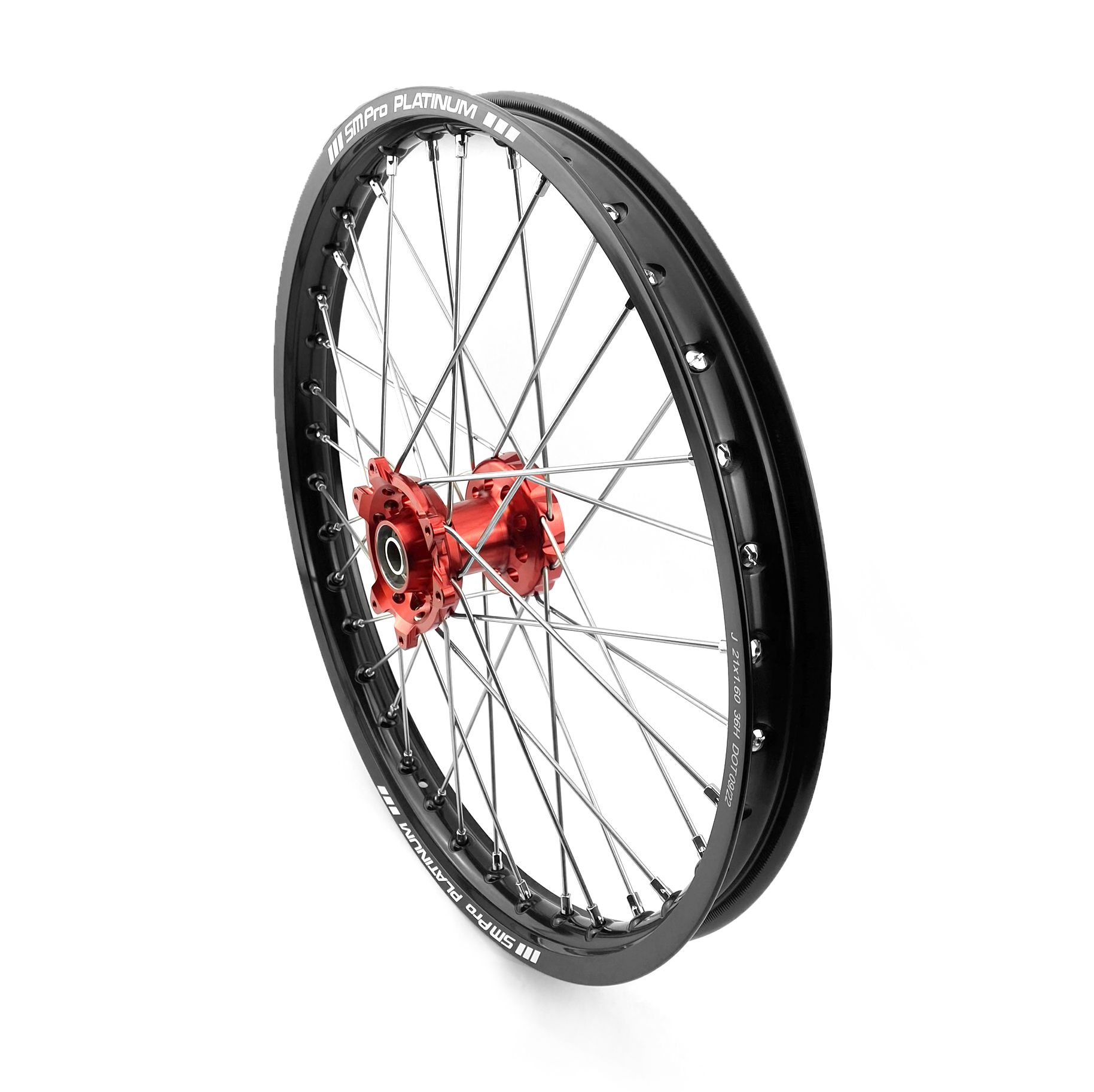 21x1.60 WHEEL HON BK GLOSS/RED, MX-9000 BLACK RIM, RED HUB, SP153.03.80.01.99 GLOSS RIM - Image 2