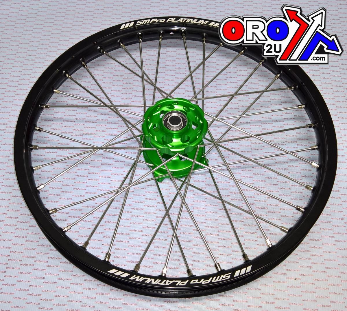 21x1.60 WHEEL KAW BLACK/GREEN, GLOSS RIM, MX-2001 BLACK GLOSS RIM, GREEN HUB, SP177.05.80.01.99 GLOSS RIM - Image 2