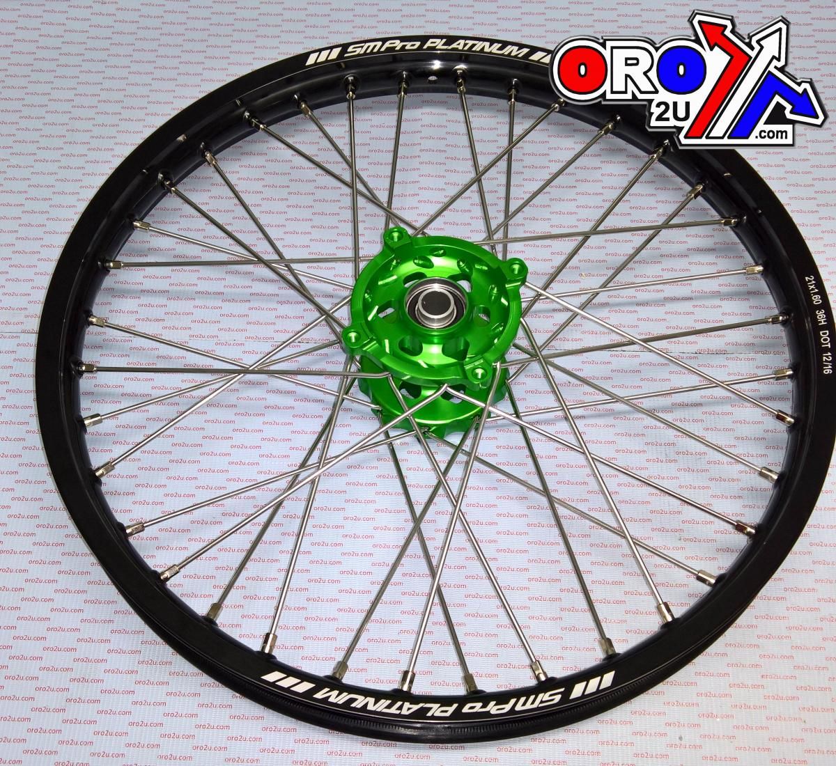 21x1.60 WHEEL KAW BLACK/GREEN, GLOSS RIM, MX-2001 BLACK GLOSS RIM, GREEN HUB, SP177.05.80.01.99 GLOSS RIM