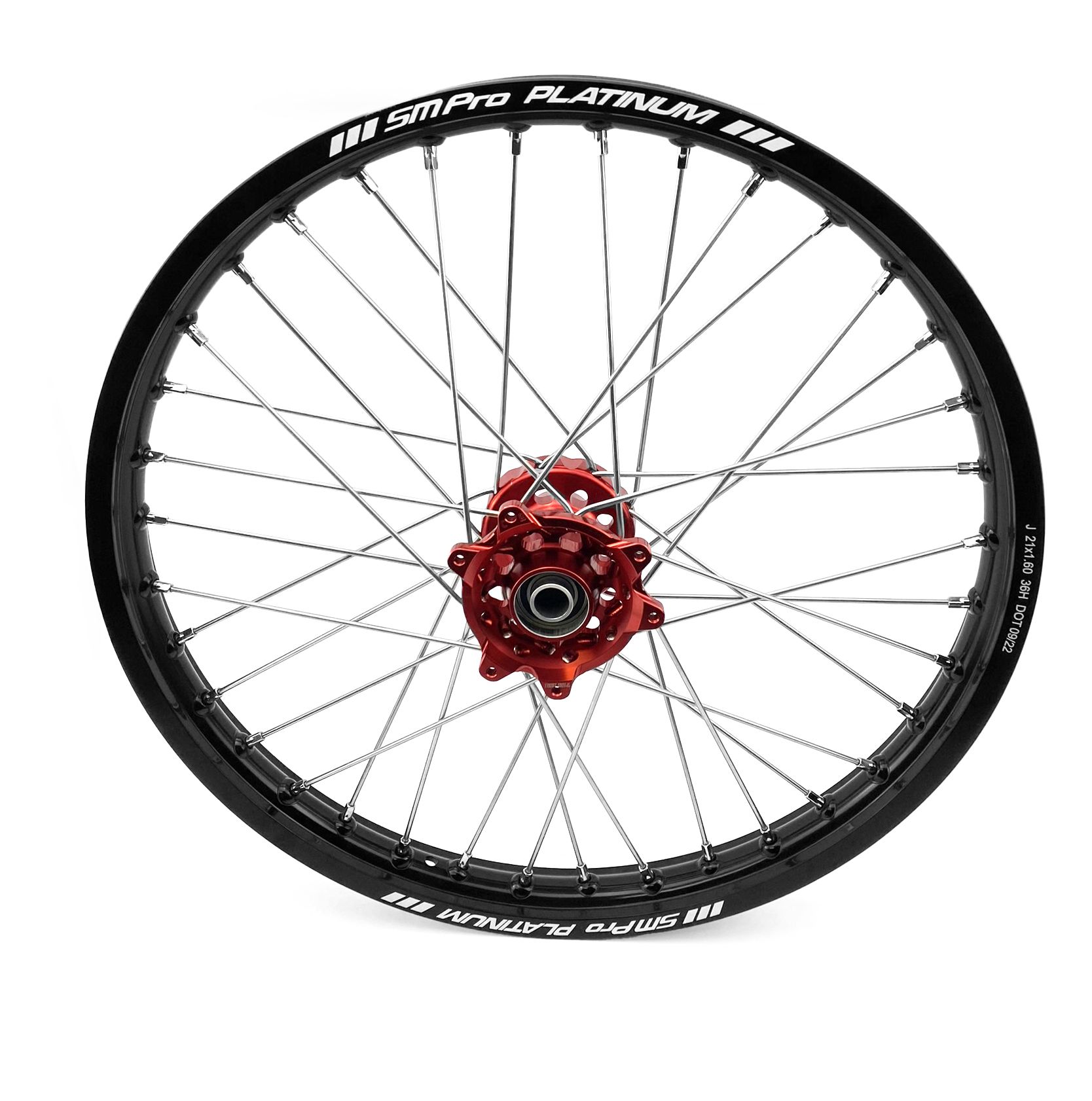 21x1.60 WHEEL HON BK GLOSS/RED, MX-9000 BLACK RIM, RED HUB, SP153.03.80.01.99 GLOSS RIM