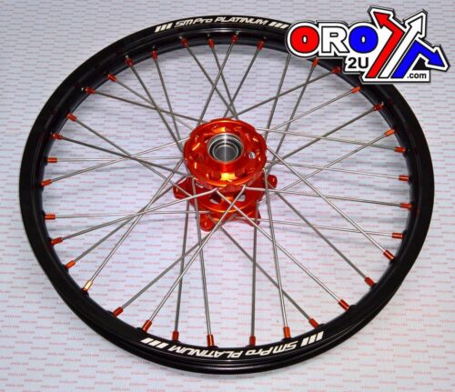 21×1.60 WHEEL KTM BK/ORANGE, GLOSS BLACK RIM, GLOSS ORANGE HUB/GLOSS ORANGE NIPPLES, SP157.06.80.01.06