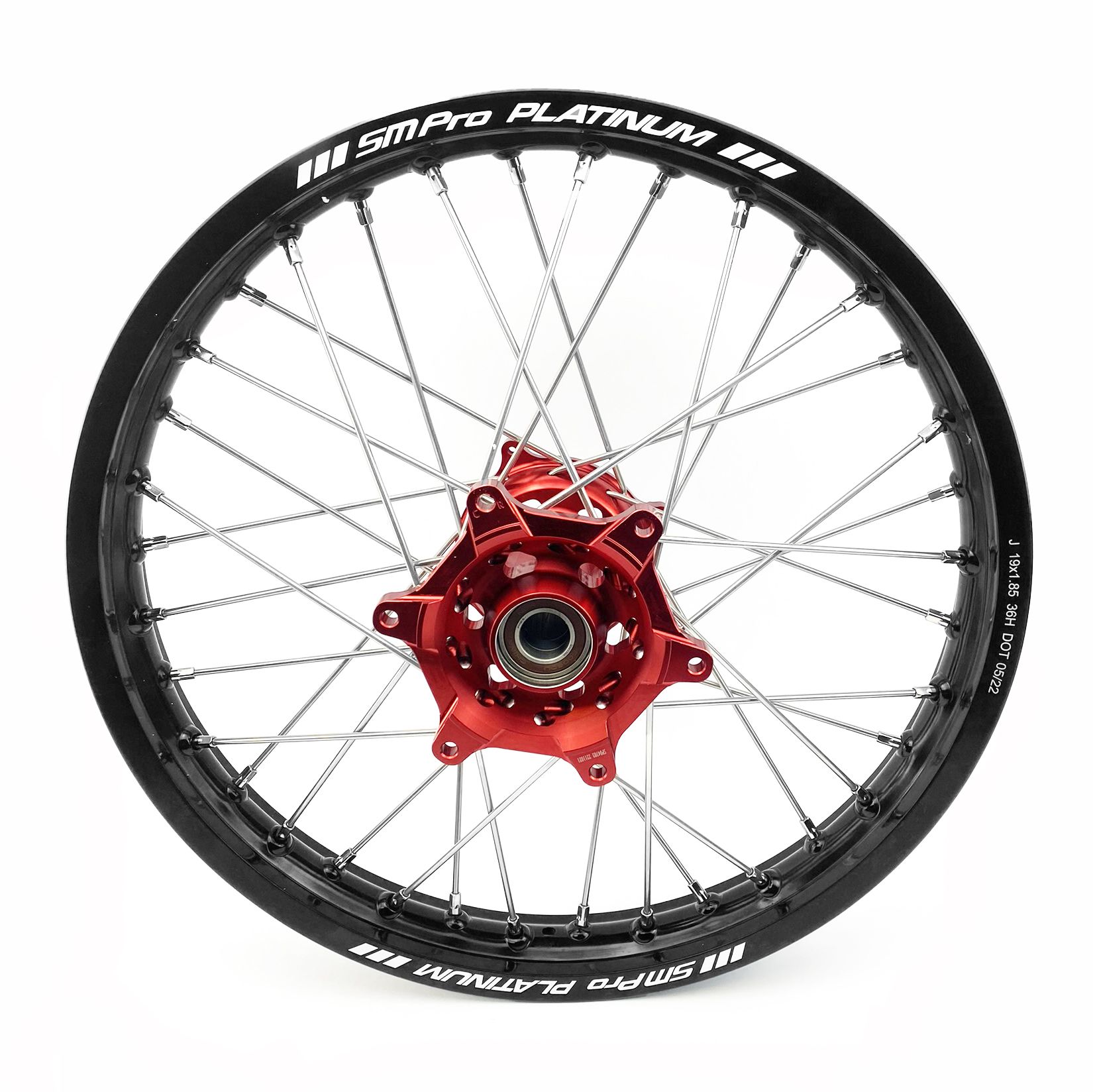 19x1.85 WHEEL HON BLACK/RED GLOSS FINISH, GLOSS BK RIM / GLOSS RED HUB, SP047.03.82.01.99 MX-9110 - Image 2