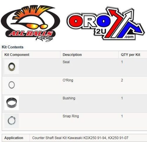 COUNTER SHAFT SEAL KIT KX250, ALLBALLS 25-4015 KDX250