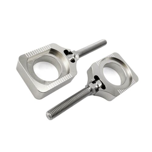 AXLE BLOCKS & ADJUSTER YZF, ALLOY TITANIUM ANODIZED, FIR –