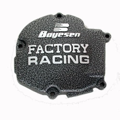 IGNITION COVER 03-07 KX125, BOYESEN SC-11AL BLACK/SILVER, VEIN