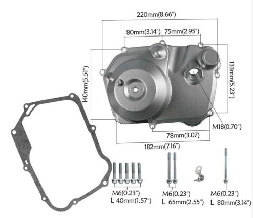 CLUTCH COVER 125cc LIFAN, ELECTRIC START MODELS, CHECK SIZES