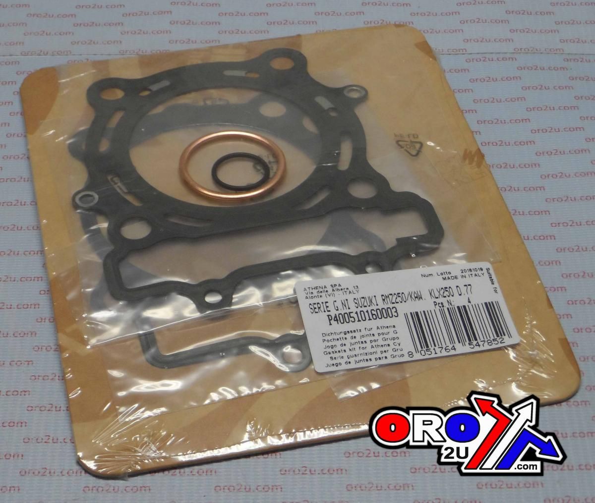 TOP END GASKET SET KAW KX 250/SUZ RM 250 04-08, ATHENA P400510160003 FOR 77MM STD BORE CYL KIT