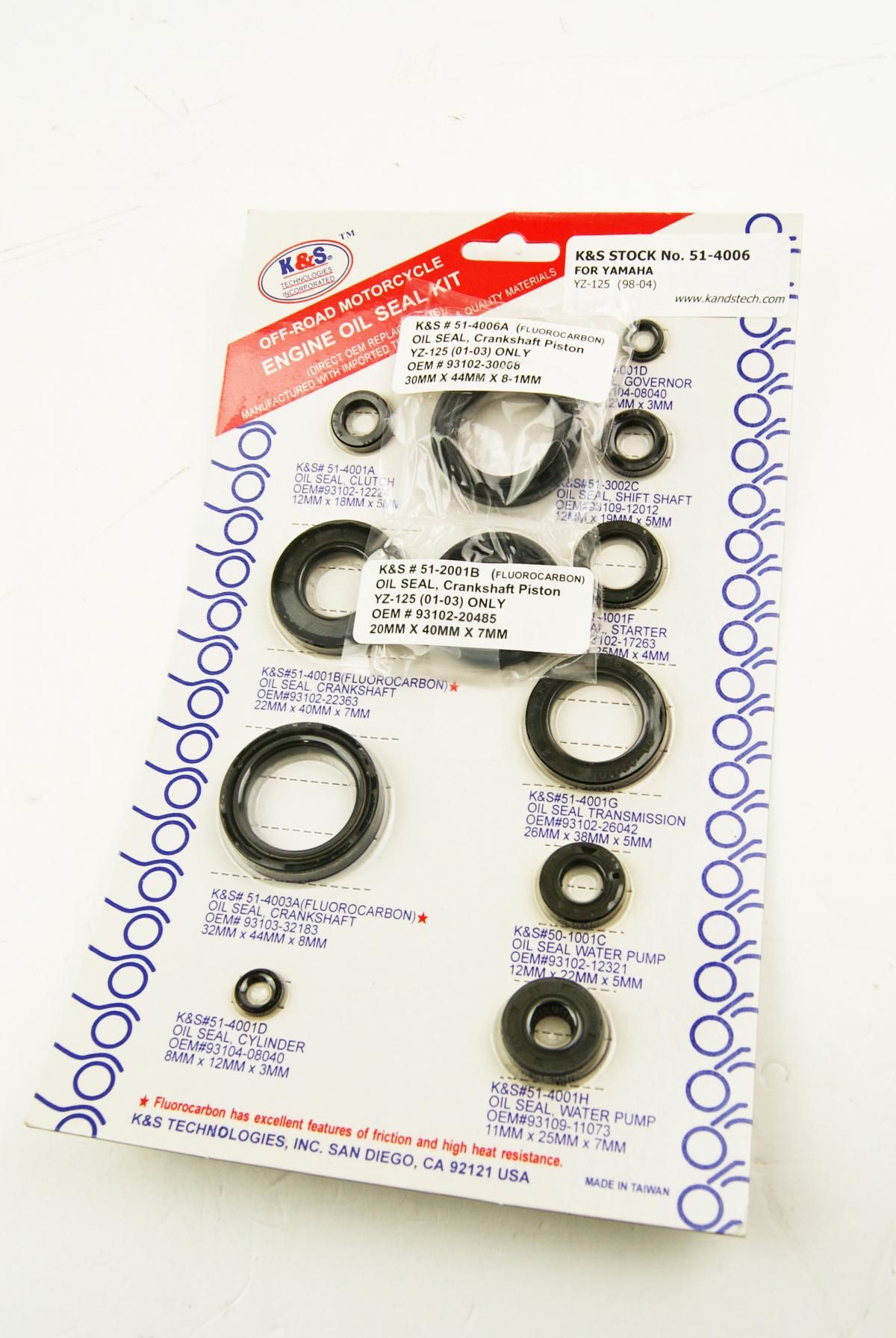 OIL SEAL SET 01-04 YZ125 12Pcs, K&S 51-4006 - Image 2