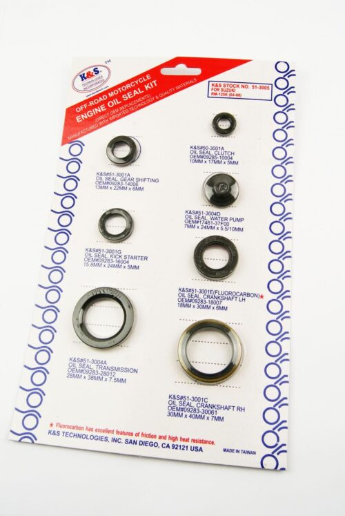 OIL SEAL SET ENGINE RM125 7pcs, K&S 51-3005 SUZUKI RM125 04-10