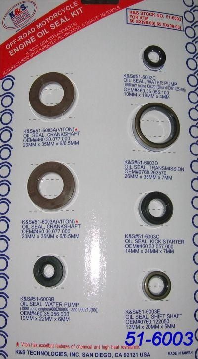 OIL SEAL SET KTM 60/65 98-03, K&S 51-6003 ENGINE KIT
