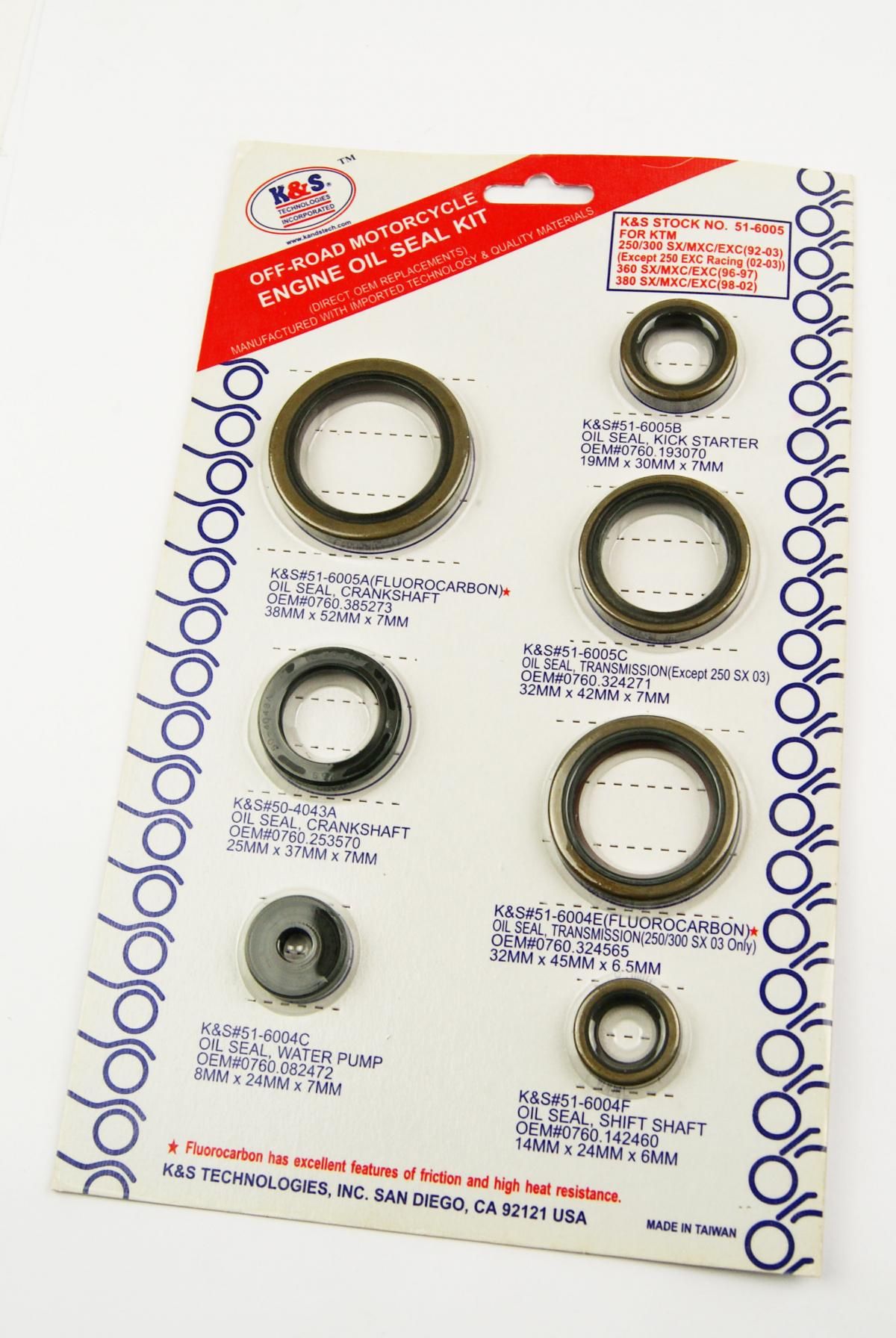OIL SEAL SET 91-03 250/300 KTM, K&S 51-6005 ENGINE KIT / 7 - Image 2