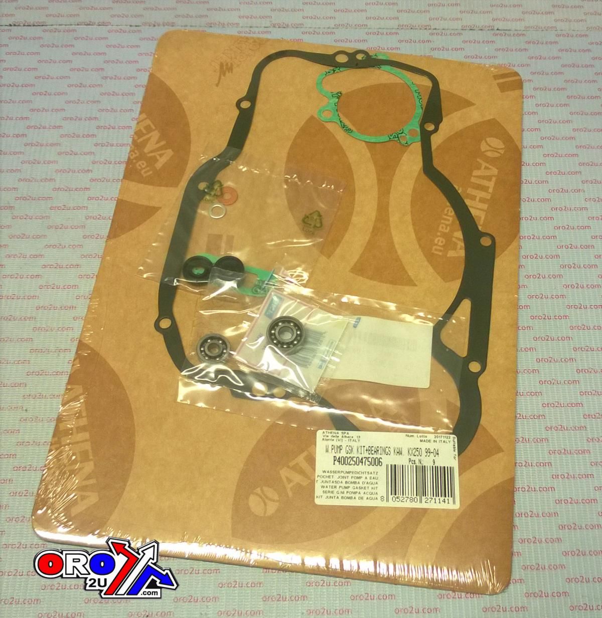 WATER PUMP GASKET KIT KX 250 99-04, ATHENA P400250475006 KAWASAKI WITH BEARING - Image 2