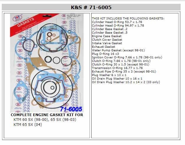 GASKET FULL SET KTM60/65 18PC