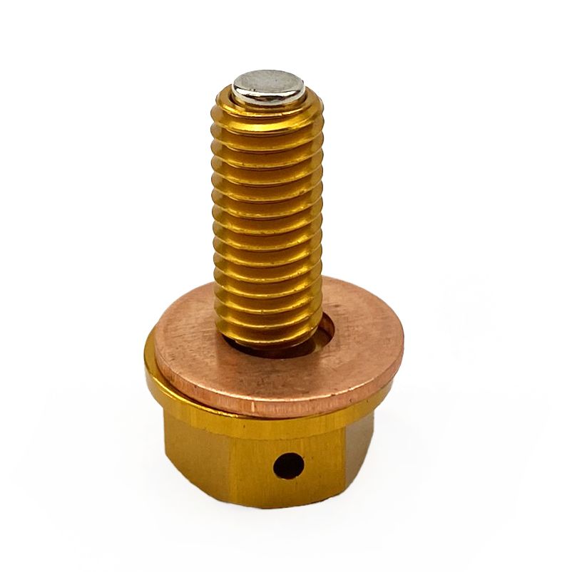 MAGNETIC OIL DRAIN PLUG M8x1.25, CRF 450/250 RMZ 450, GOLD - Image 2