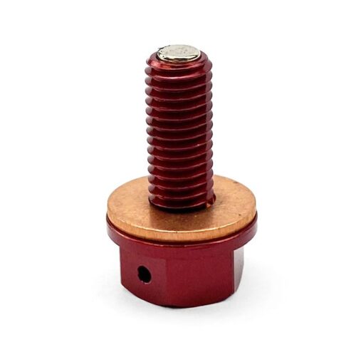MAGNETIC OIL DRAIN PLUG M8x1.25, CRF 450/250 RMZ 450, RED
