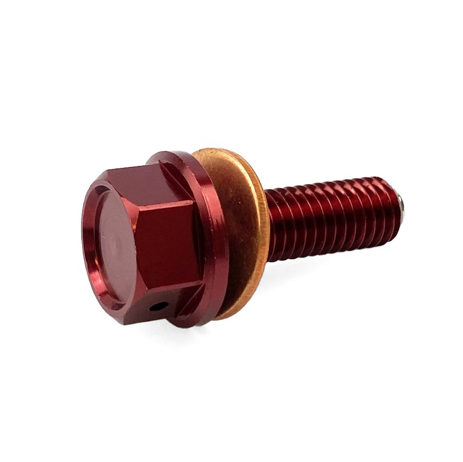 MAGNETIC OIL DRAIN PLUG M8x1.25, CRF 250R 250X, RED - Image 2