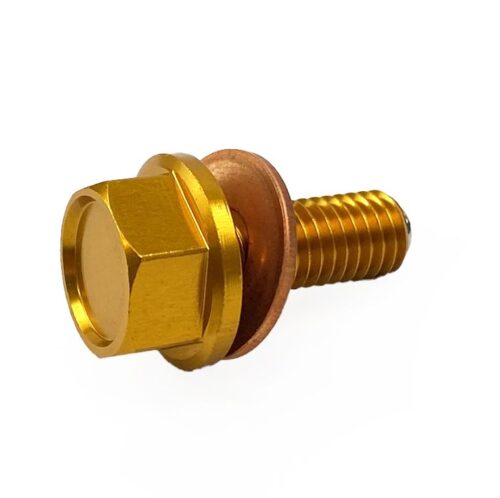 MAGNETIC OIL DRAIN PLUG M8x1.25, CRF 450/250 RMZ 450, GOLD