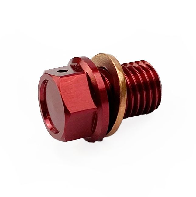 MAGNETIC OIL DRAIN PLUG M12x1.50, 90015-KA3-711, 90340-12006-00, RED - Image 2
