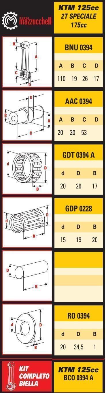 CONNECTING ROD KTM125 86-87, CONROD 0394 BCO0394A, 50130015044