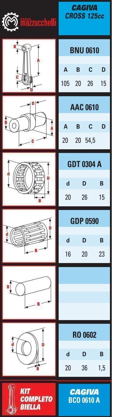 CONNECTING ROD KIT CAGIVA 125, CAGIVA 125 1985-1988 BCO 0610A