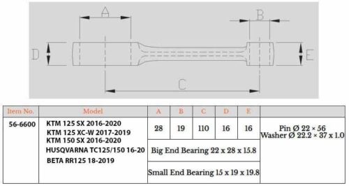 CONNECTING ROD KTM125 16-22, PSYCHIC MX-09613