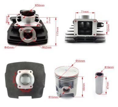 CYLINDER & PISTON + Gaskets DT125 56mm 2A6-11311-00-00 YAMAHA TRAIL BIKE / 4 STUD HEAD - Image 2