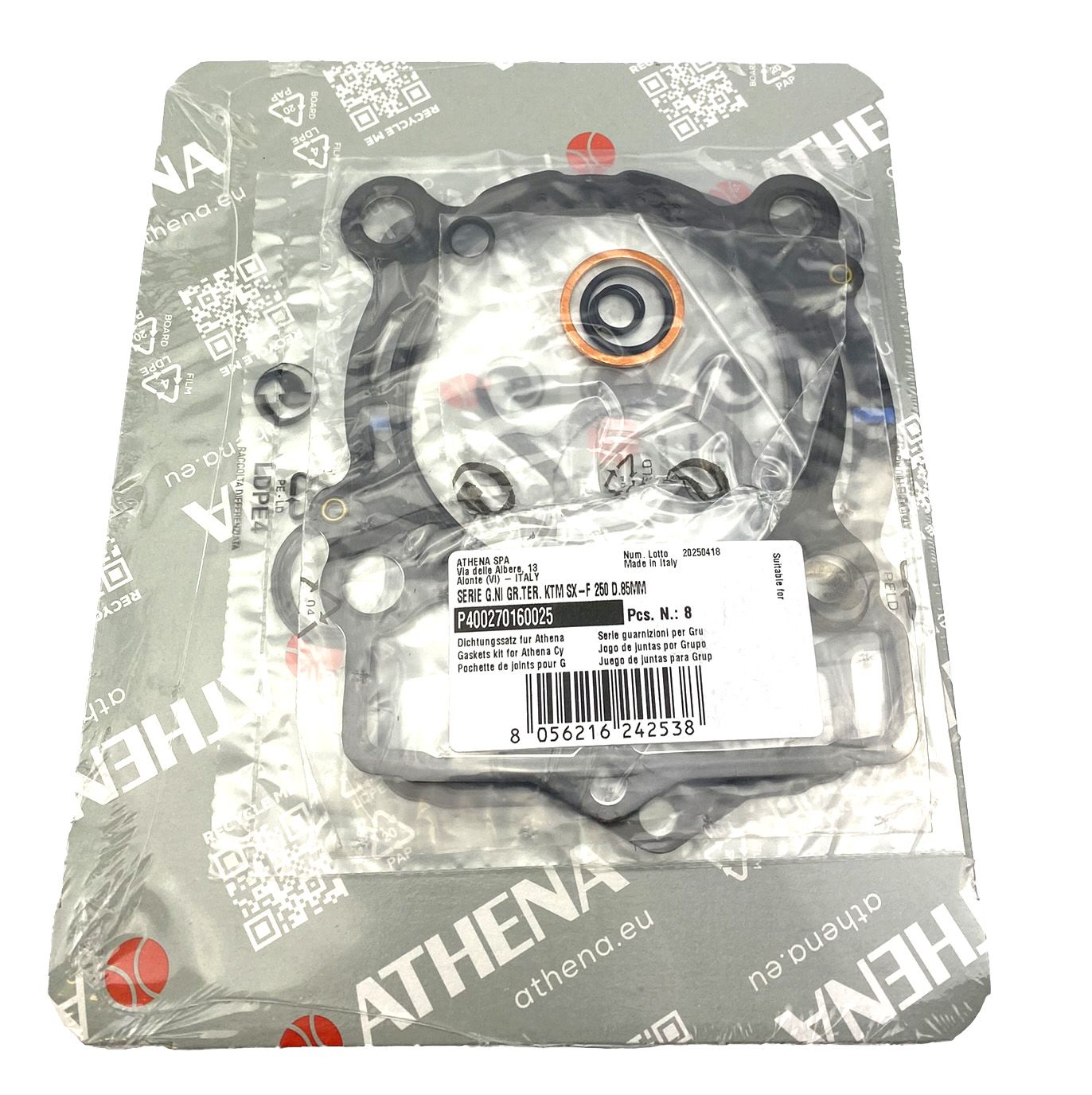 TOP END GASKET SET 85MM KTM SX-F/XC-F 250 19-22, ATHENA P400270160025 300CC BIG BORE, (Piston included)