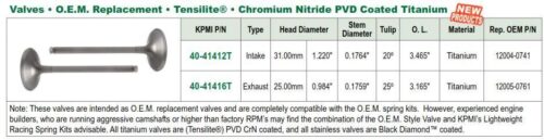 VALVE INTAKE TITANIUM KX250F 17-19, KIBBLEWHITE 40-41412T, 12004-0741