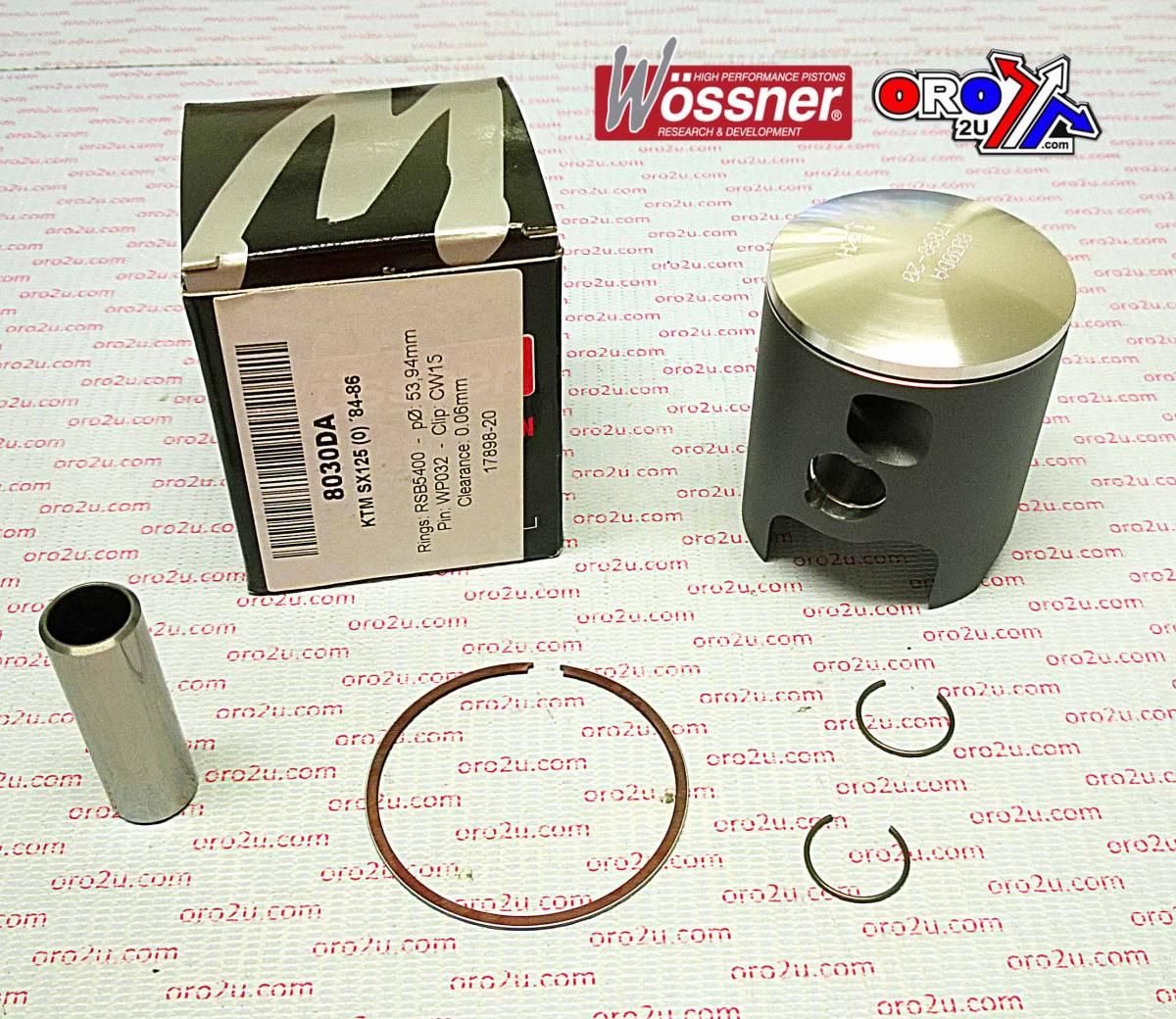 PISTON KIT 84-86 KTM125 54.00, FORGED WOSSNER KIT 8030DA - Image 2