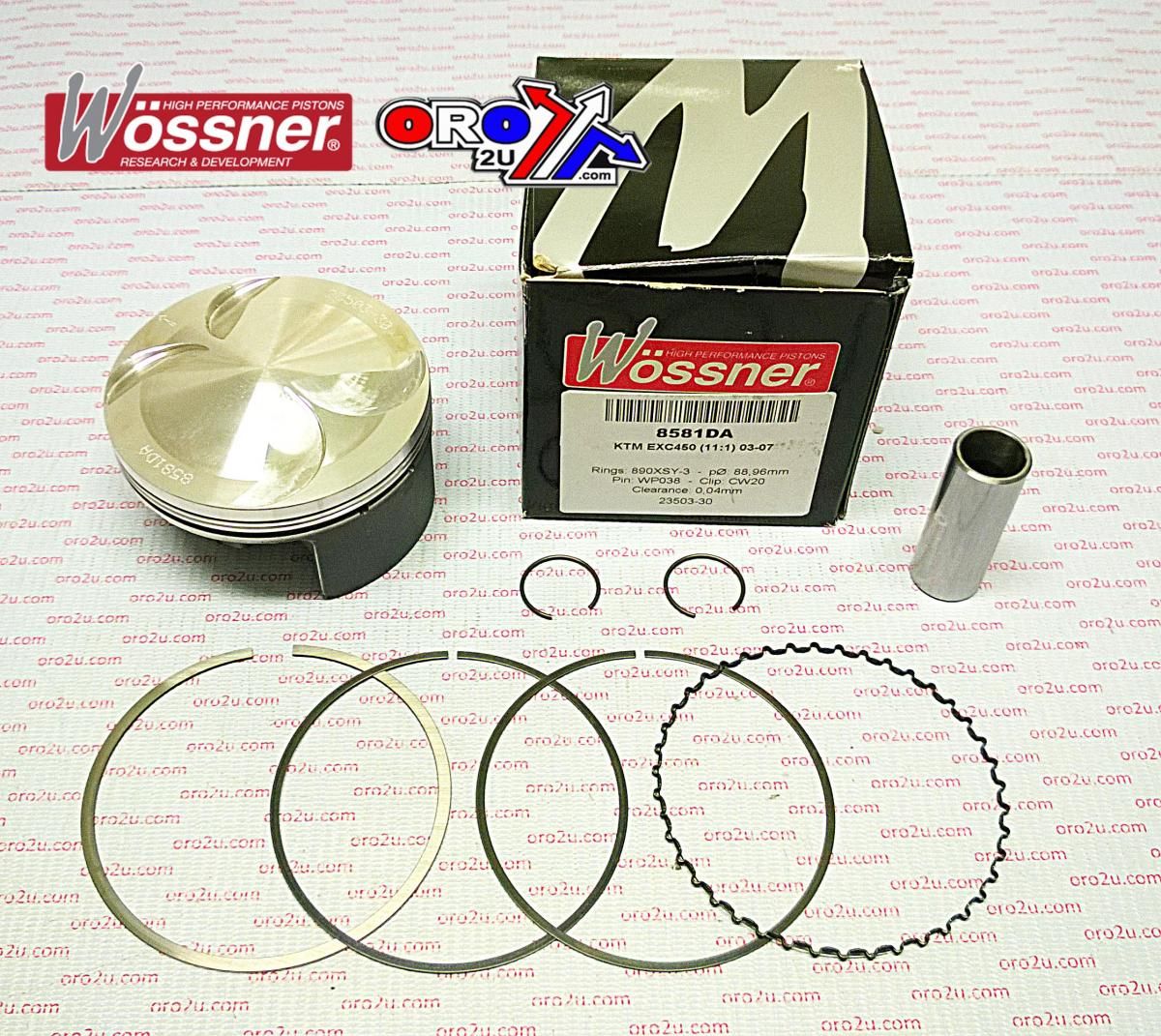PISTON KIT 02-07 KTM EXC450 89, WOSSNER WOSSNER 8581DC - Image 3
