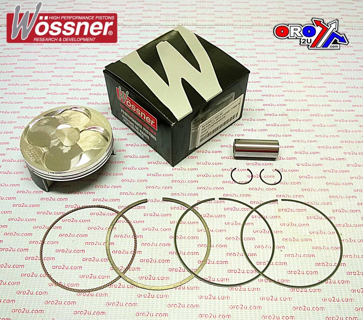 PISTON KIT 15-16 KX250F 77 HC, HIGH COMPRESSION, WOSSNER 8922DB KXF250