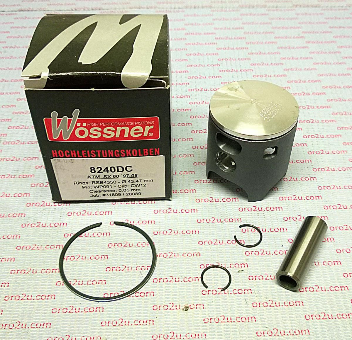 PISTON KIT 97-09 KTM60 SX 43.5, FORGED WOSSNER 8240DA 46030007000 - Image 4