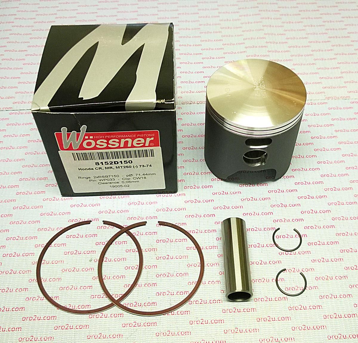 PISTON KIT 73-74 CR250 71.00, FORGED WOSSNER 8152D100 - Image 4