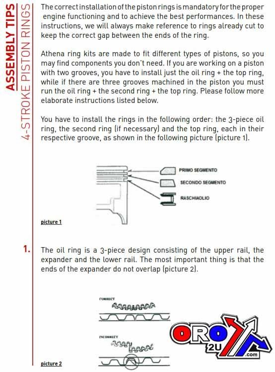 PISTON RINGS 98MM YAMAHA YFZ 450 04-13, ATHENA S41316197 BIG BORE - Image 2