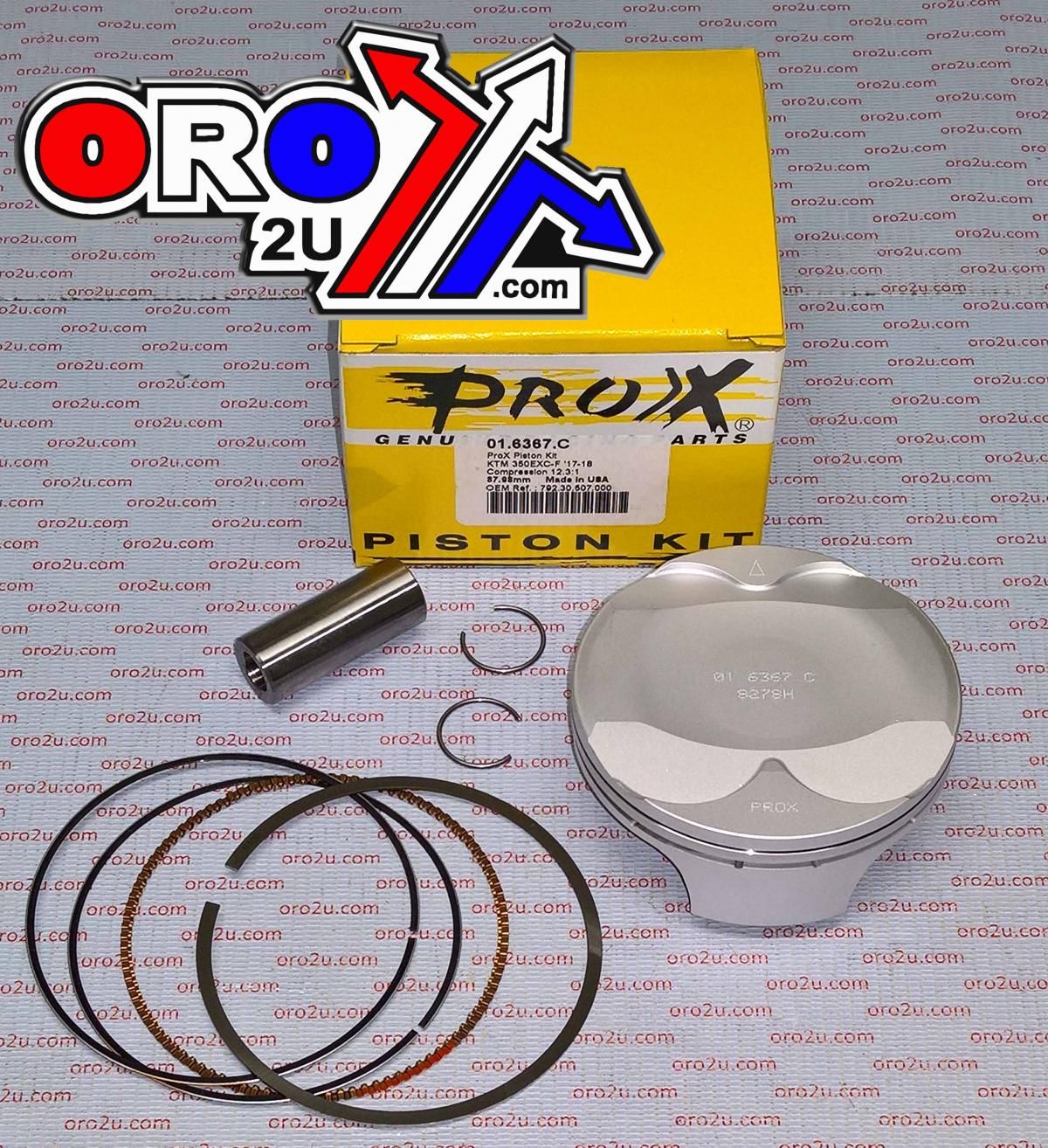 PISTON KIT KTM 350 EXC-F 17-19, PROX 01.6367.B HI COMP 12.3:1 - Image 2