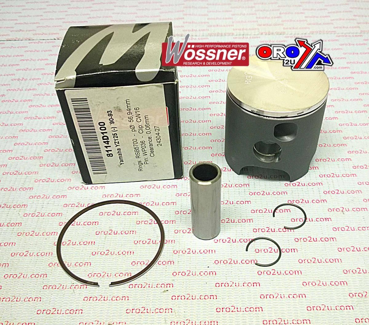 PISTON KIT 90-93 YZ125 57.50, WOSSNER 8114D150 YAMAHA MX