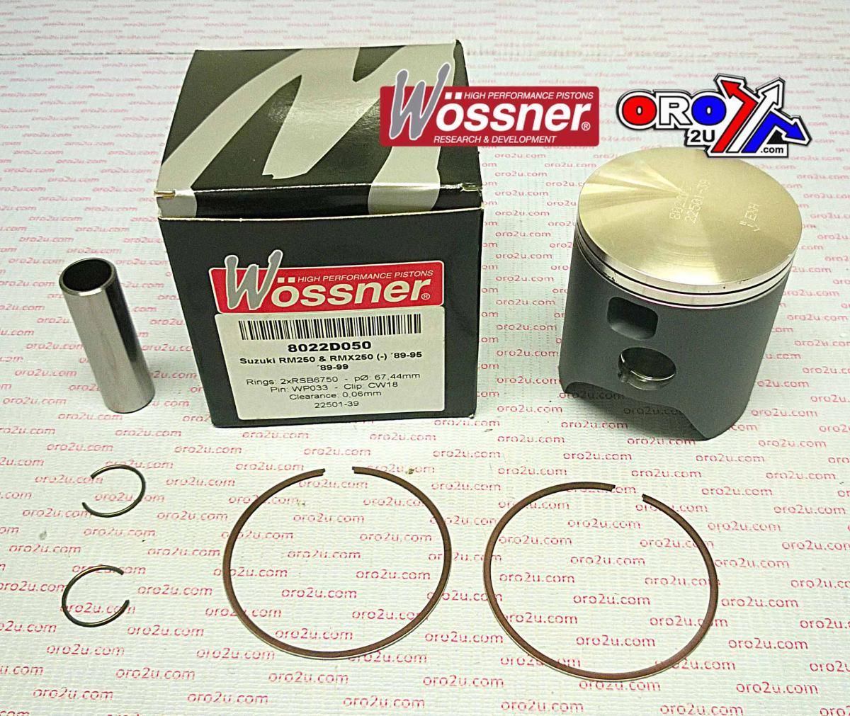 PISTON KIT 89-95 RM250 67.50, WOSSNER 8022D050 SUZUKI MX