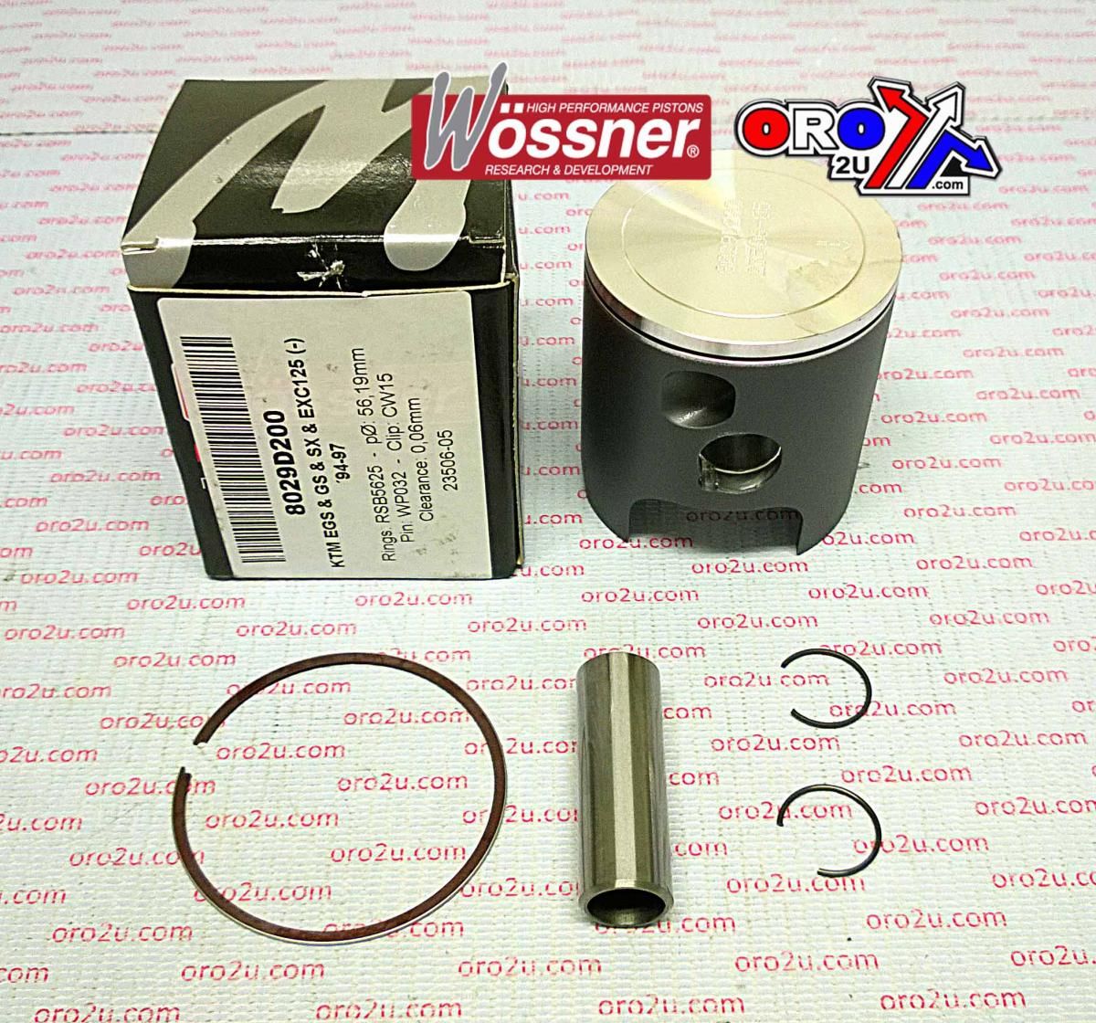 PISTON KIT 94-00 KTM125 54.75, WOSSNER 8029D050 FORGED - Image 2