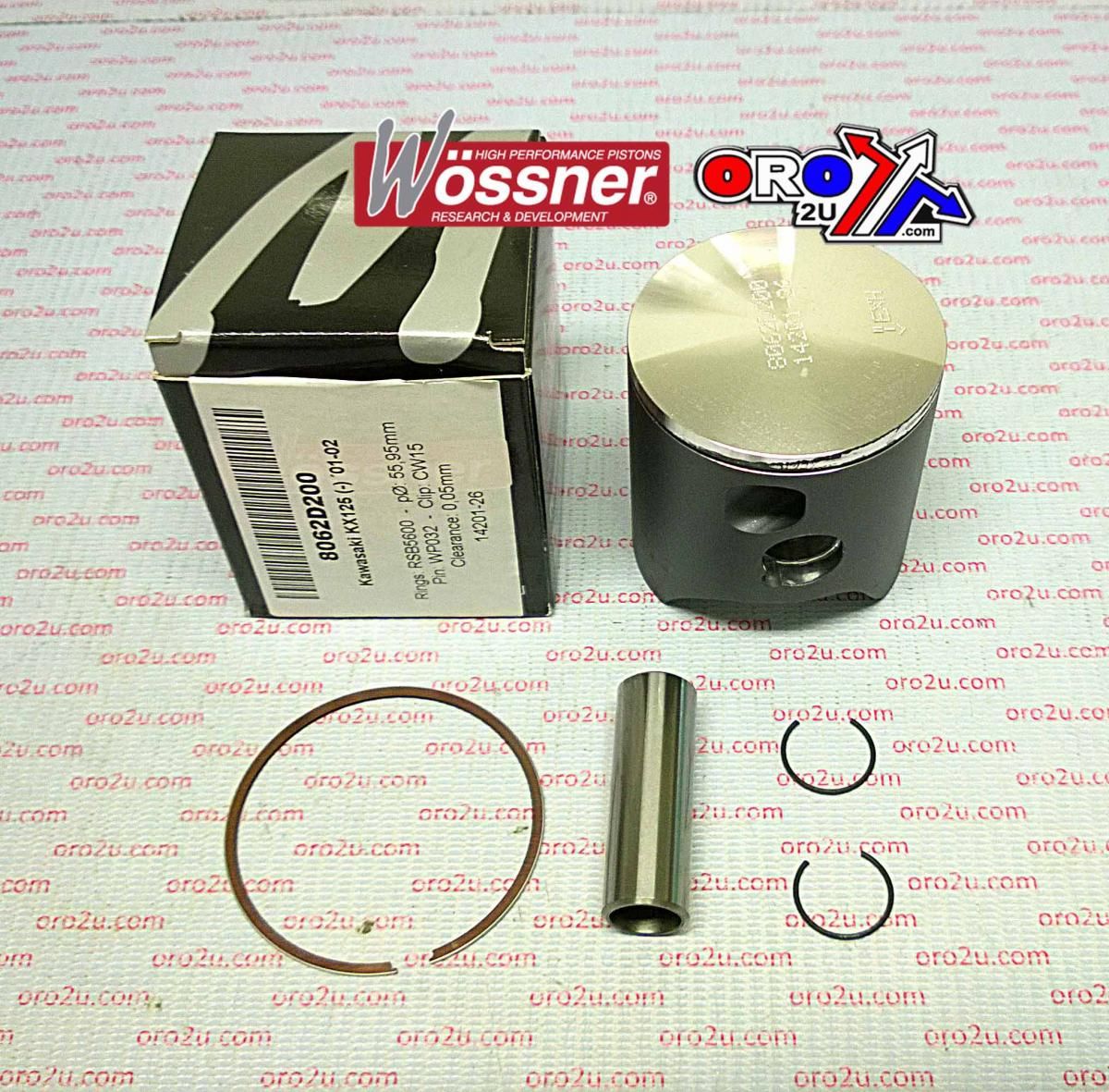PISTON KIT 01-02 KX125 56.00, WOSSNER 8062D200 KAWASAKI MX