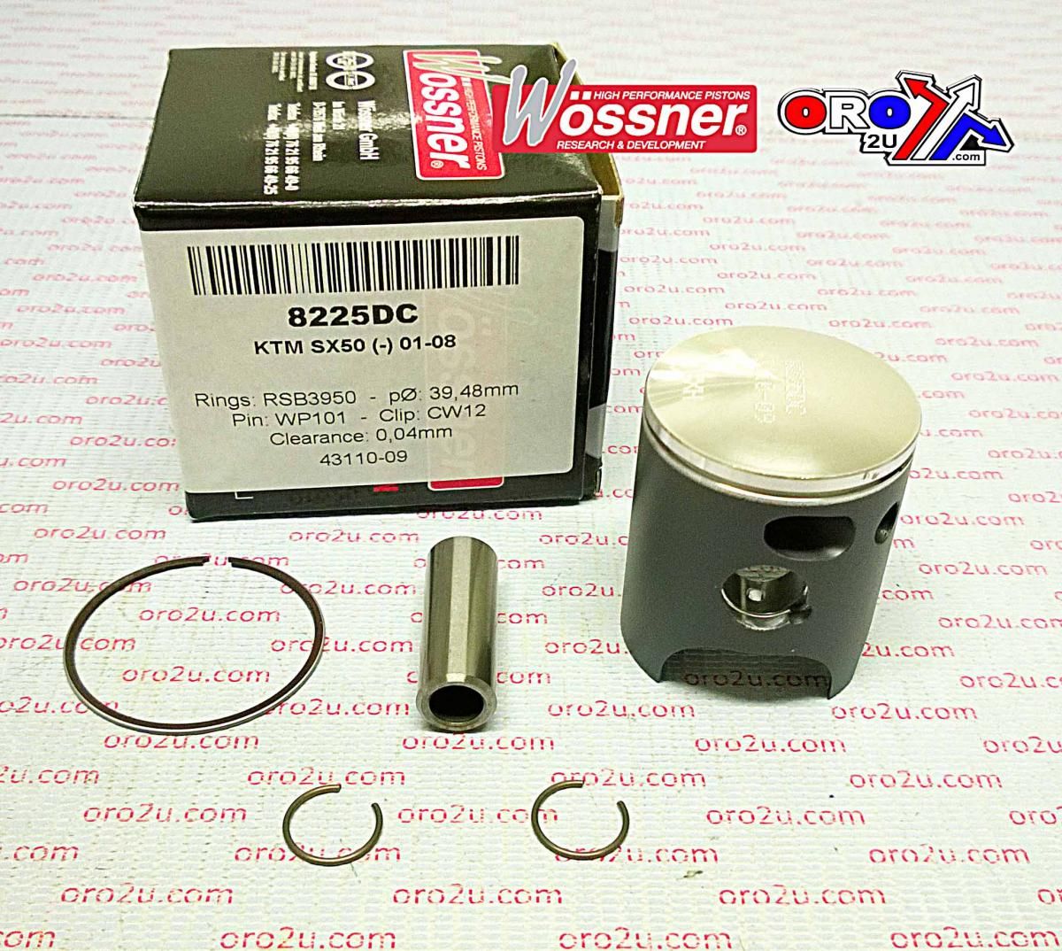 PISTON KIT 01-08 KTM50 SX, WOSSNER 8225DC FORGED MX - Image 3