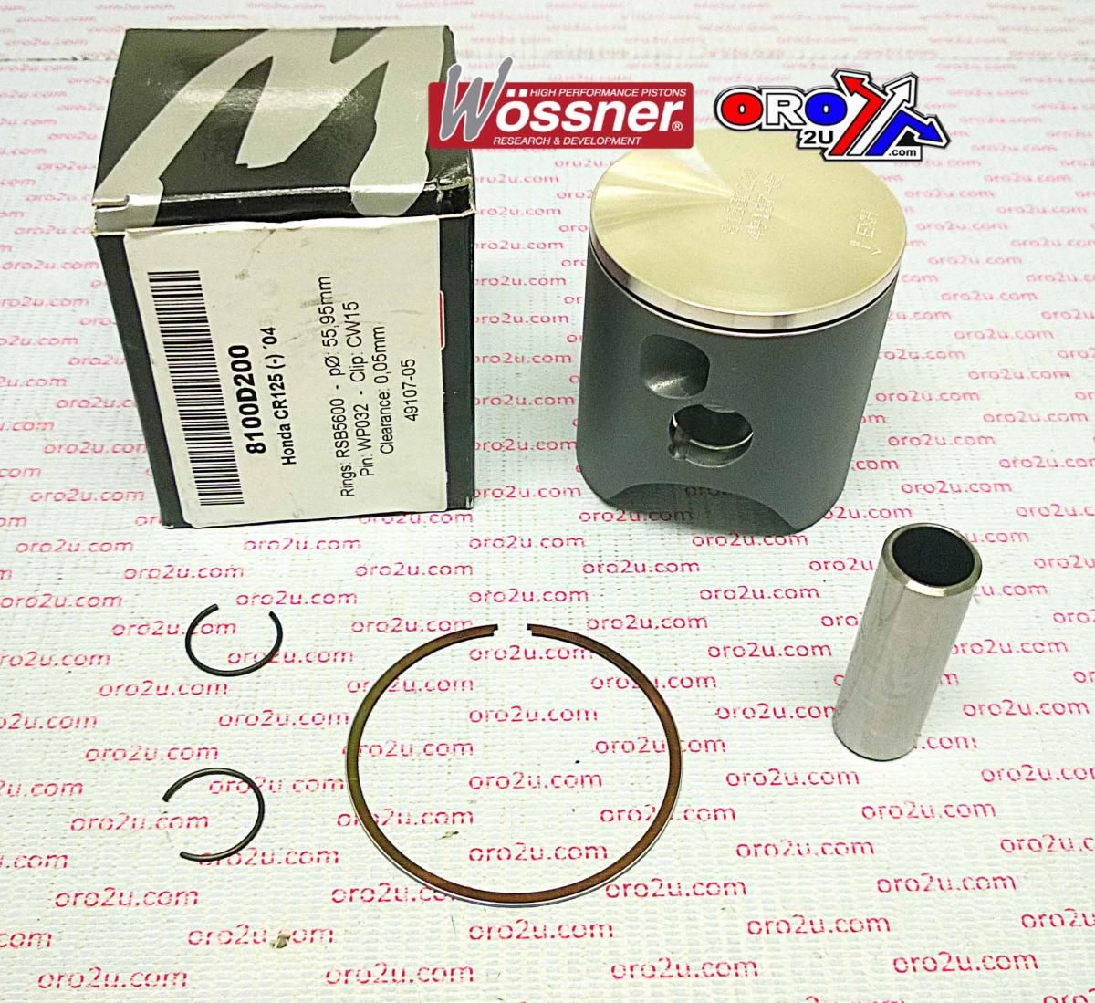 PISTON KIT 2004 CR125 54.00, WOSSNER 8100DA HONDA MX - Image 2